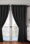 Home Sizzler 1 Piece 100% Blackout Eyelet Polyester Door Curtain, 7ft, Black