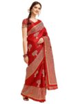 Madhumeena Women's Chanderi Khadi Silk Saree With Blouse