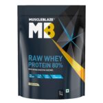 MuscleBlaze Raw Whey Protein Concentrate 80% with Added Digestive Enzymes, Labdoor USA Certified (Unflavoured, 1 kg / 2.2 lb)