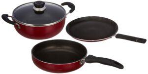 Amazon Brand - Solimo 3-Piece Aluminium Cookware Set