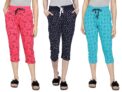 Club A9 Women’s Cotton Regular Fit Printed Capris (Pack of 3) (WCCOMBO3_20_New)